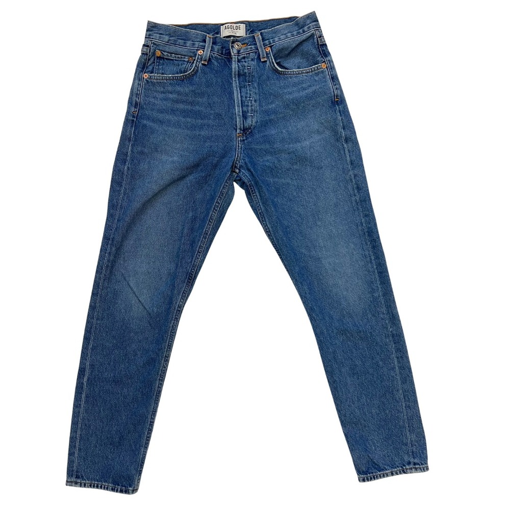 AGOLDE Women's High Rise Tapered Jeans Size 26 Blue Denim Organic Cotton
